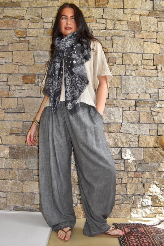 Lindin Linen Blend Dart Barrel Pant Washed Charcoal